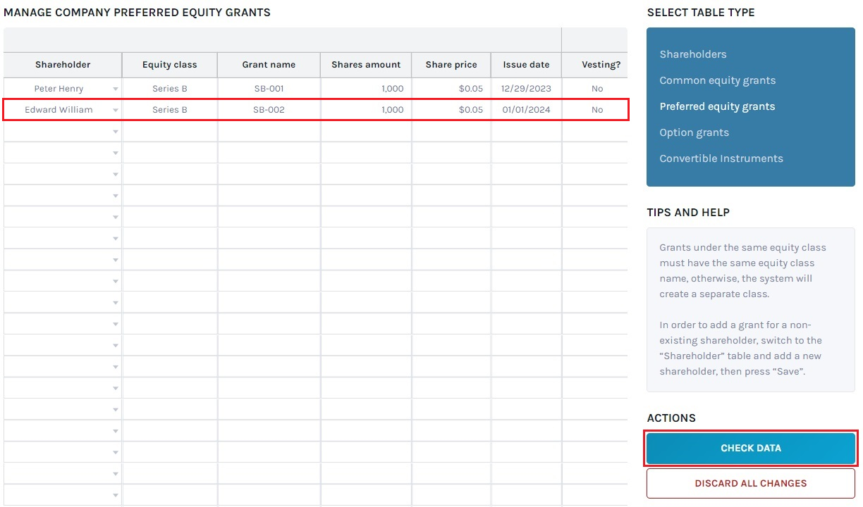 manage equity grants 