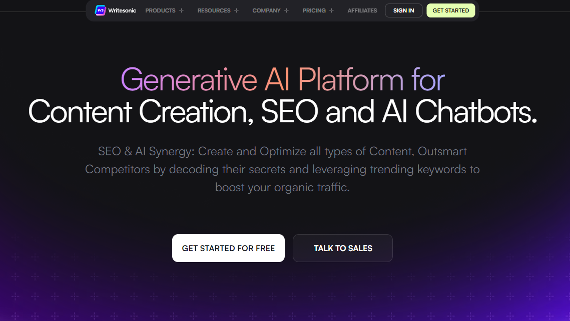 Writesonic: Generative AI Platform for Content Creation, SEO and AI Chatbots