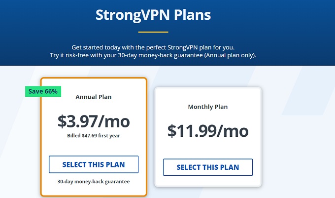 Strong VPN plans