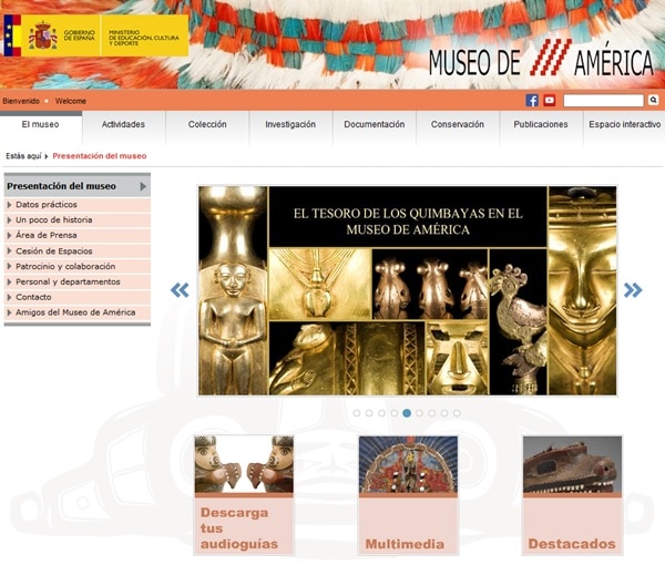 web del Museo de America de Madrid