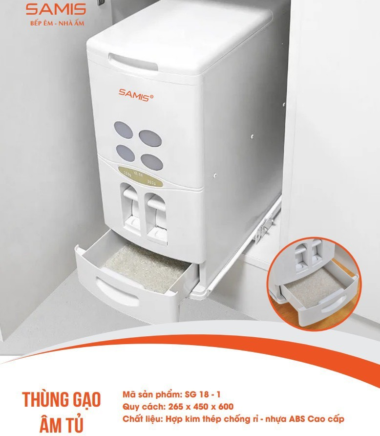 Lựa chọn thùng gạo âm tủ đến từ thương hiệu uy tín