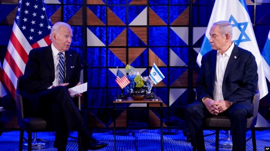 Tổng thống Biden trong một cuộc gặp với Thủ tướng Benjamin Netanyahu. 
