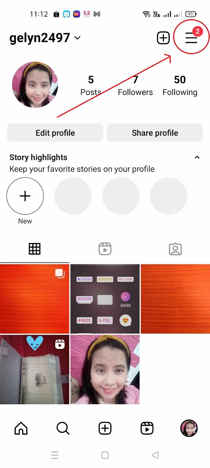 How to Rearrange Photos on Instagram Post - Three Horizontal Line
