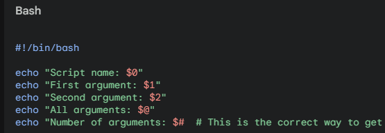 bash script showing how to access argument variables