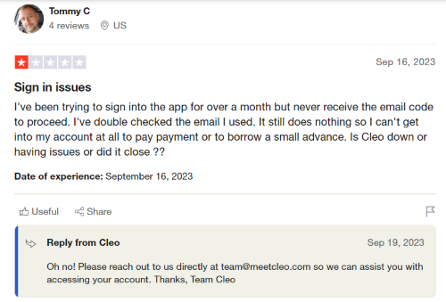 A negative Cleo Credit Builder Card review from someone who had difficult signing into their Cleo account. 
