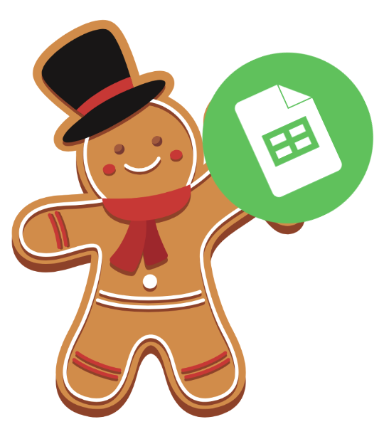 gingerbread cookie with spreadsheet