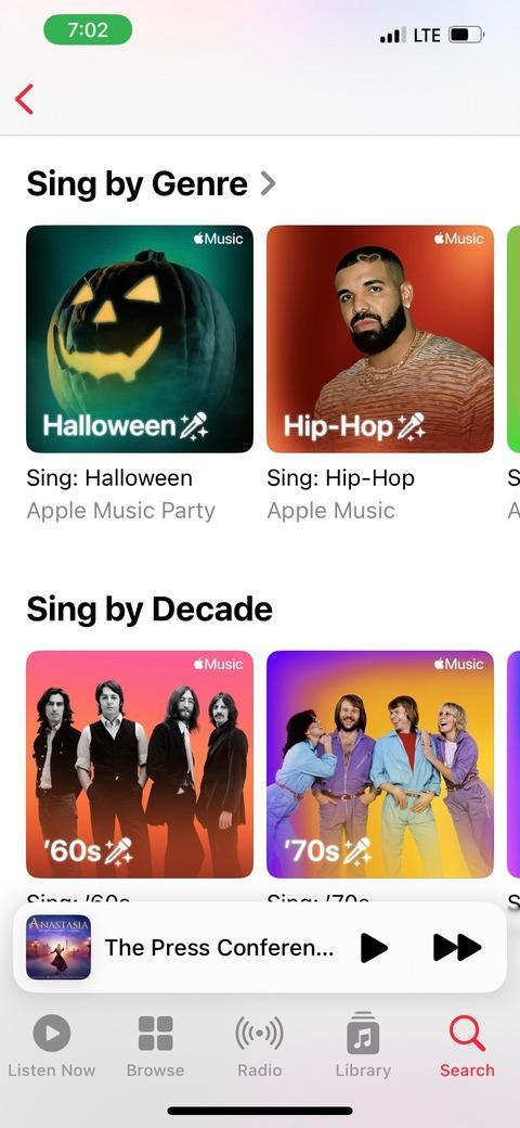 How to View Lyrics on Apple Music article. Selecting song my category to sing along with Apple Music Sing karaoke feature.
