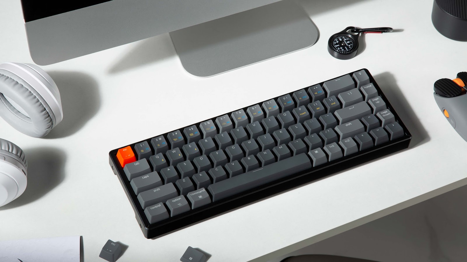 Keychron K6 Diseño de teclado mecánico inalámbrico compacto al 65 por ciento para Mac y Windows con una huella de escritorio más pequeña