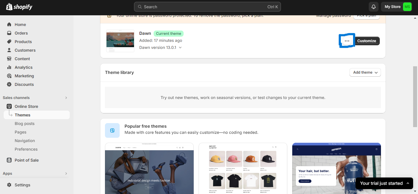 Editing default theme to remove powered by Shopify