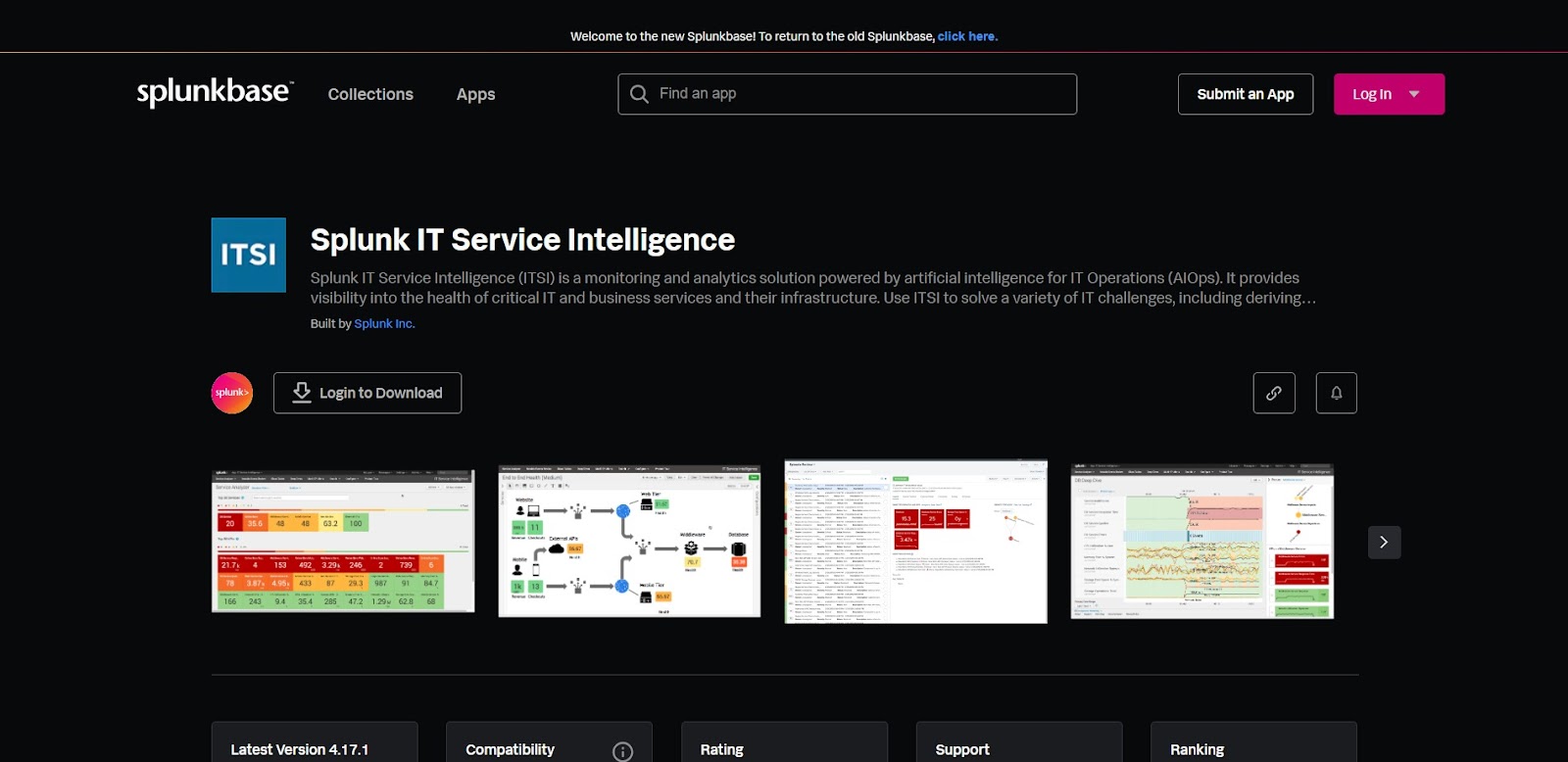 A screenshot of Splunk's website