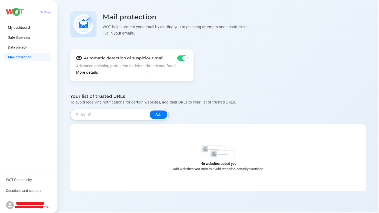 mail protection tools with WOT Chrome Extension