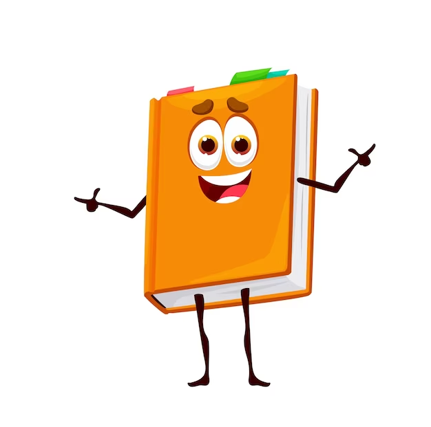 Cute and Funny Orange Drawing of a Book