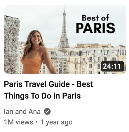 Screenshot of Paris Travel Guide video by Ian and Ana.