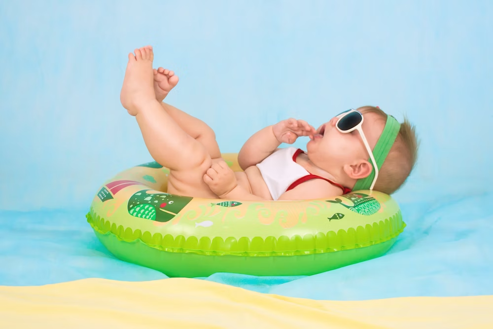 a baby floating on an inflatable tube