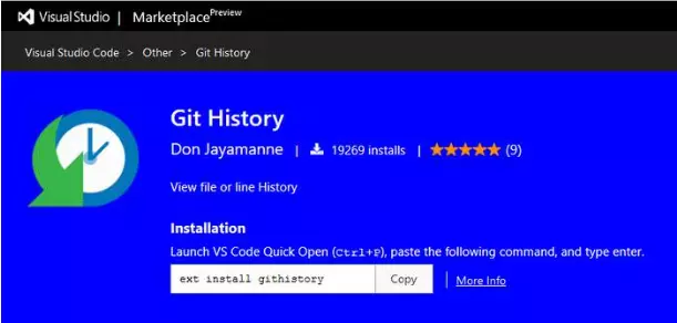 Git History extension visual studio code
