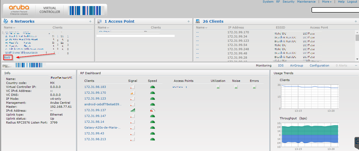 Aruba virtual controller