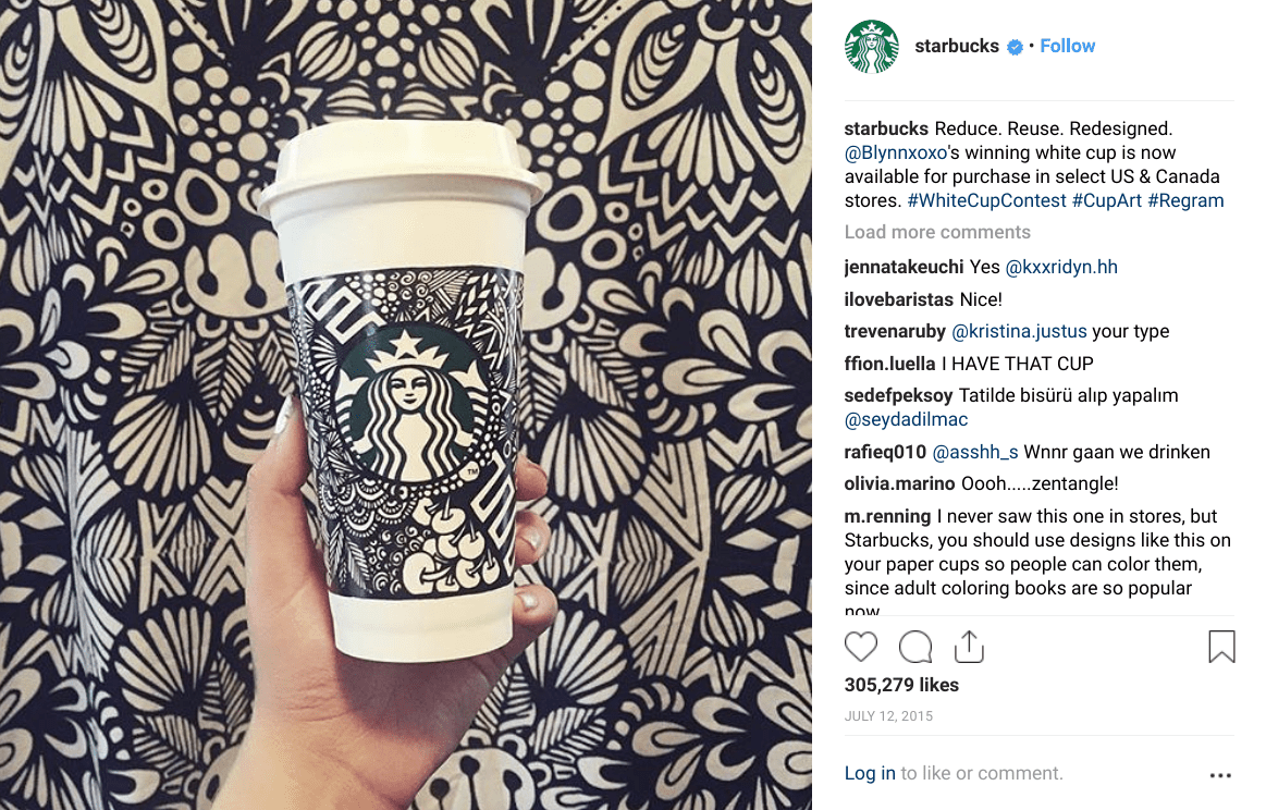 Starbucks #WhiteCupContest campaign