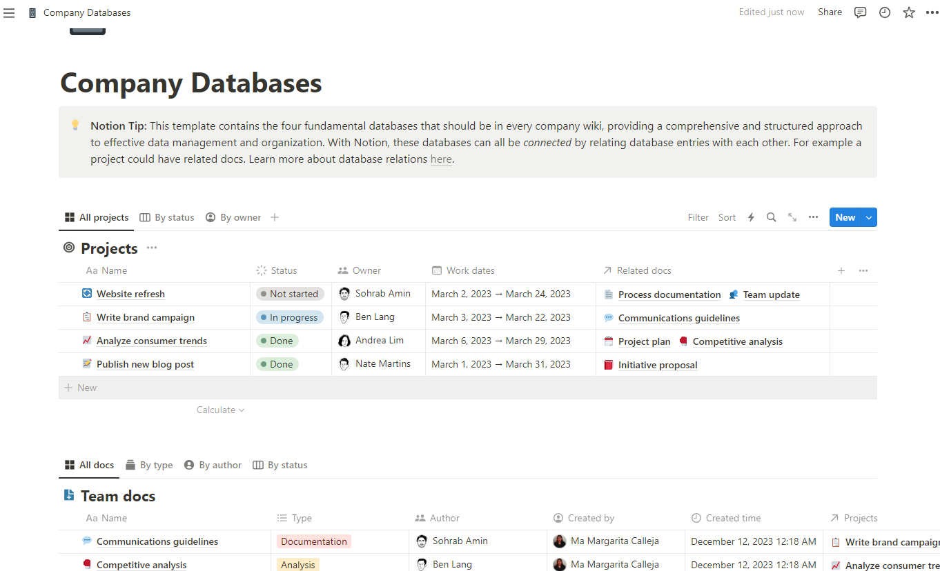 Database Properties for Notion AI