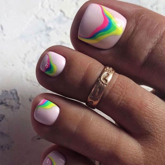 Abstract Colors Nail Art Toenail Designs