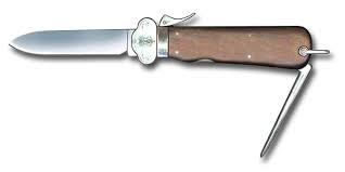 A knife with a wooden handle

Description automatically generated