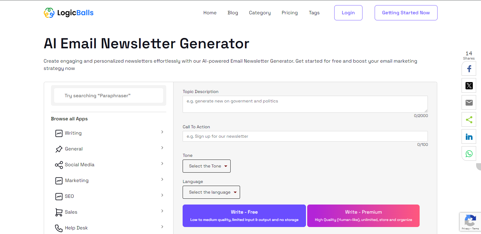 LogicBalls AI Email Newsletter Generator