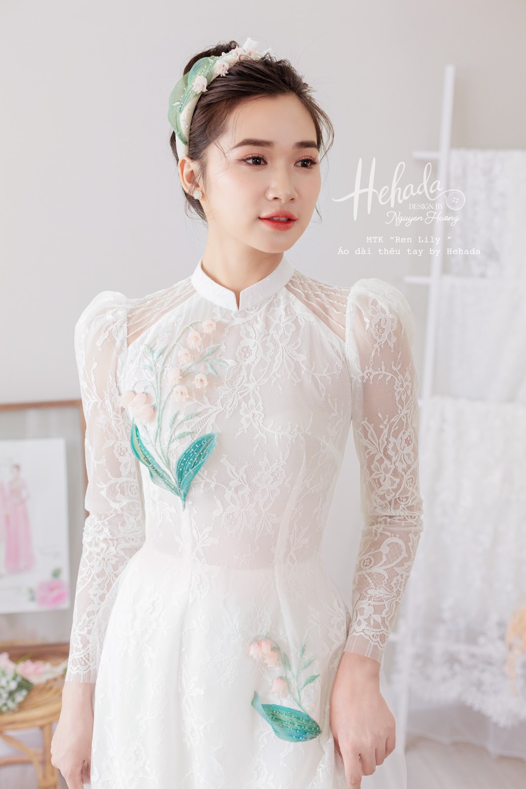 Họa tiết ren áo dài Ren LiLy