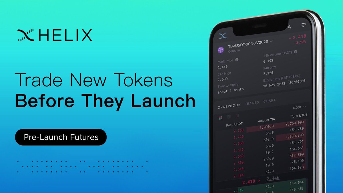 Helix Enables “Unreleased Tokens” Trading Feature | October 19, 2023