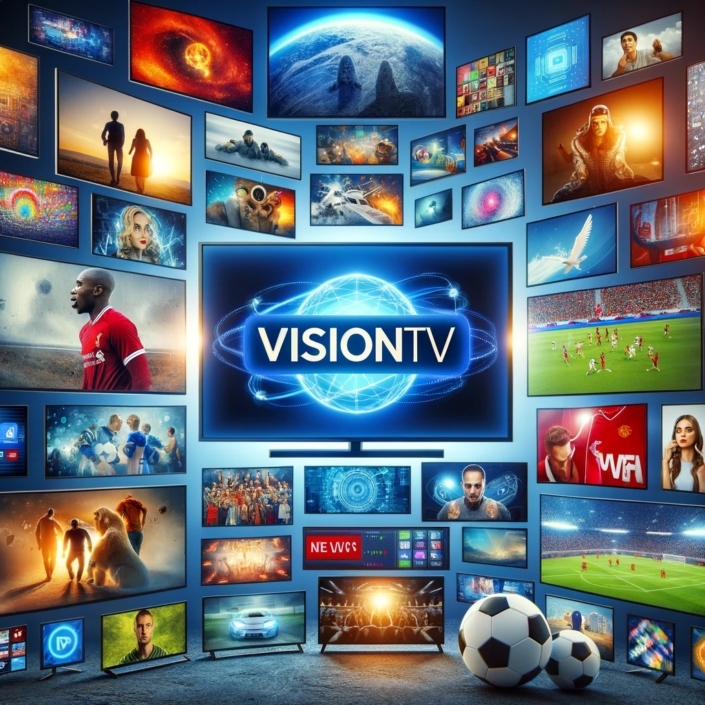 IPTV Nordic service on digital devices with the VisionTV logo