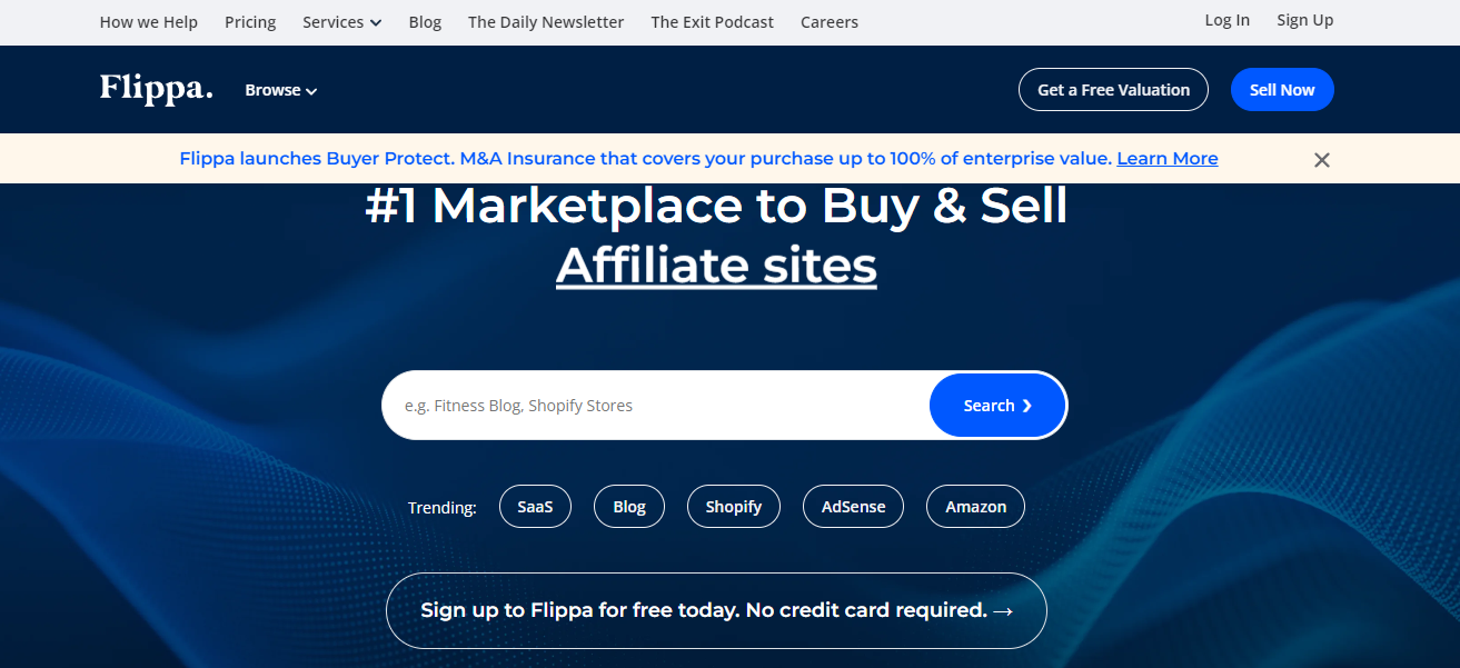 Flippa: a platform where you can buy a Shopify store.