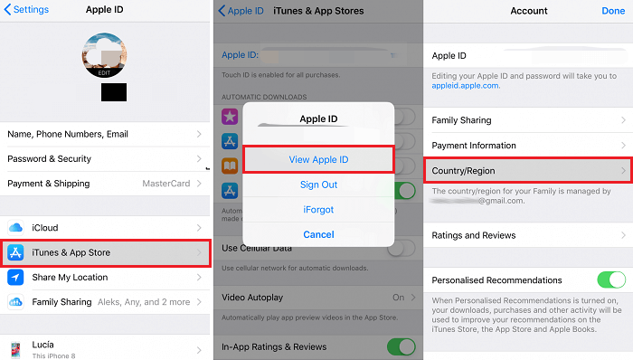 Change iTunes and App Store region in iPhone via settings