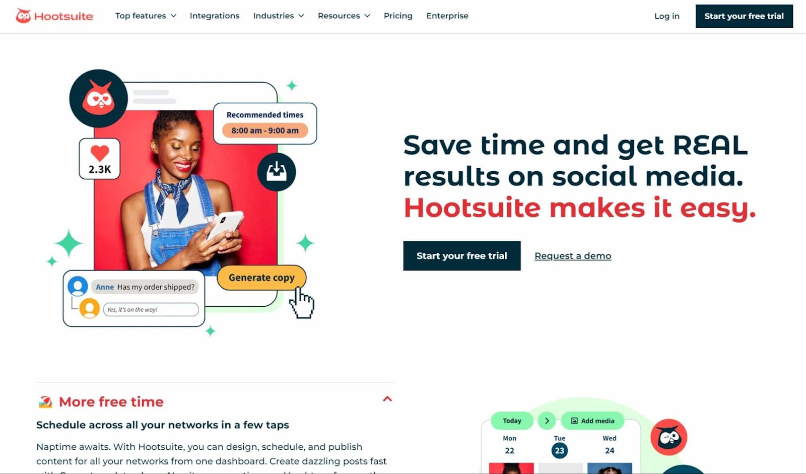 Screenshot of Hootsuite website