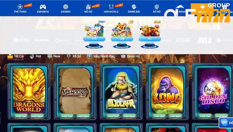 Các sảnh game của nhà cung cấp tại OLE777