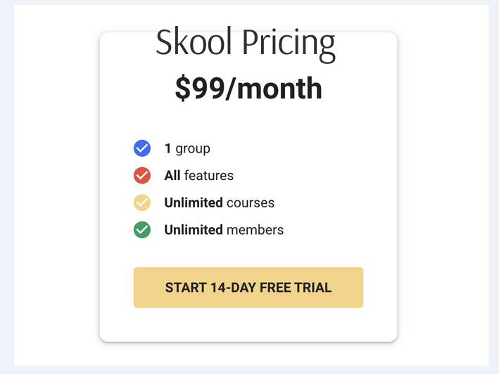 Best LMS for Small Business: skool pricing