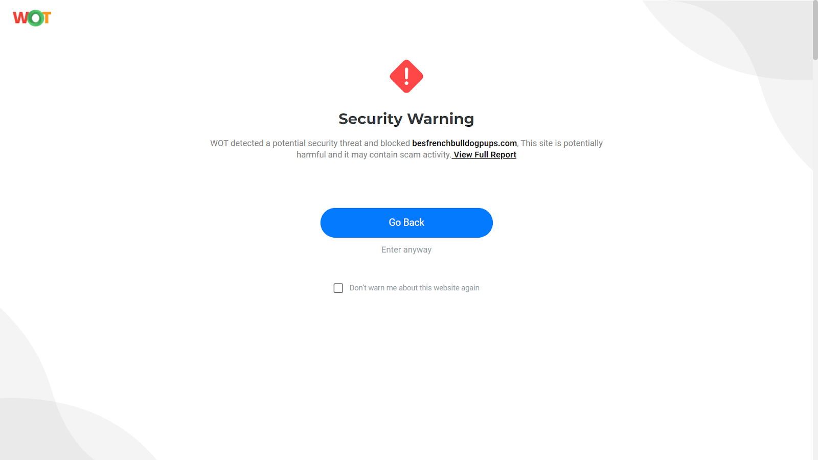 WOT blocks you from visiting unsafe websites