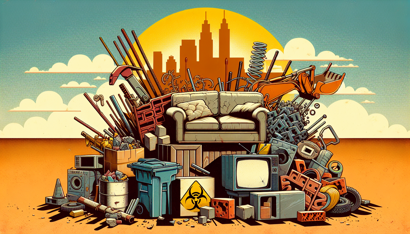 Illustration of diverse waste types