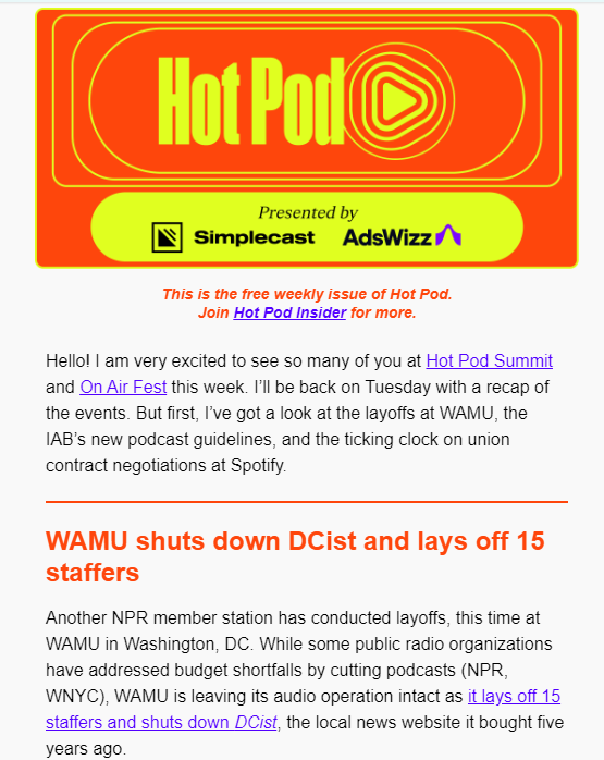 Hot Pod - розсилка технологічного видання The Verge про аудіо. 