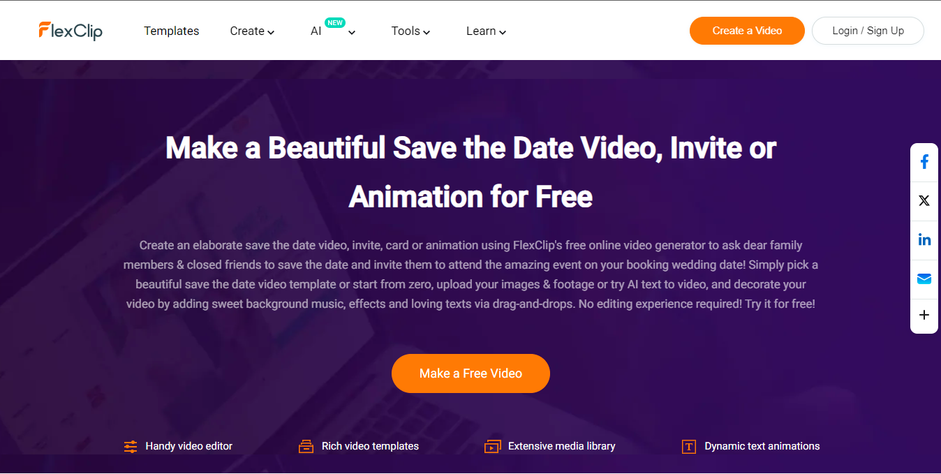 Free Online Save the Date Video Maker With Ready-Made Templates, HD Resolution Support