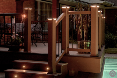 composite deck post lights with stairs and seating area custom built michigan