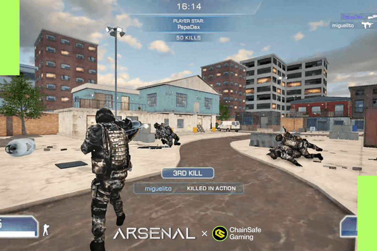 In-game image of a deathmatch round in Arsenal.