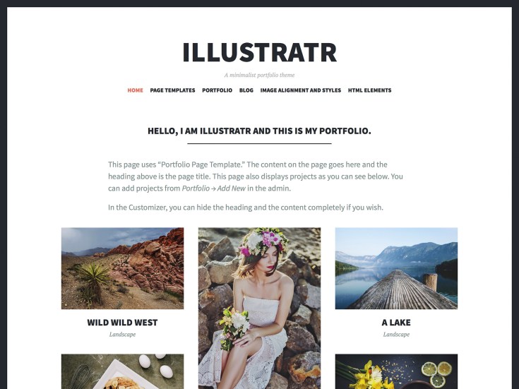 Free WordPress photography themes, Illustratr WordPress theme