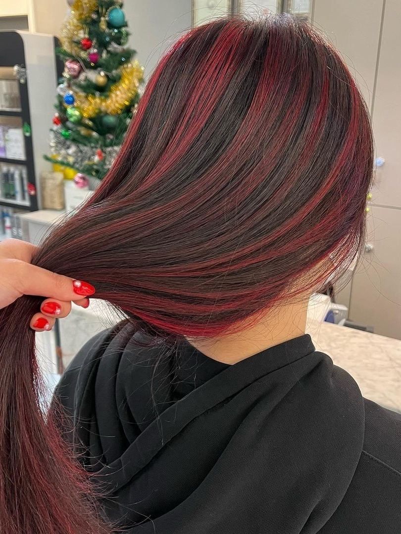 Black Hair with Red Highlights