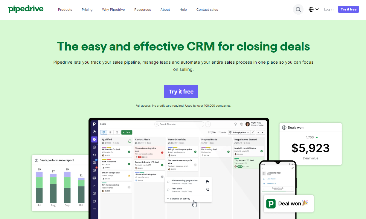 Pipedrive: The easy and effective CRM for closing deals