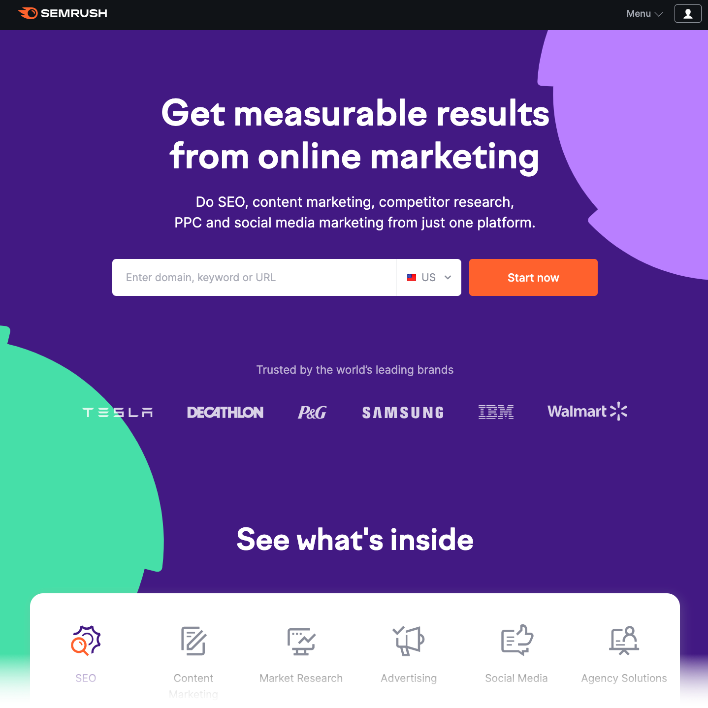 Semrush homepage