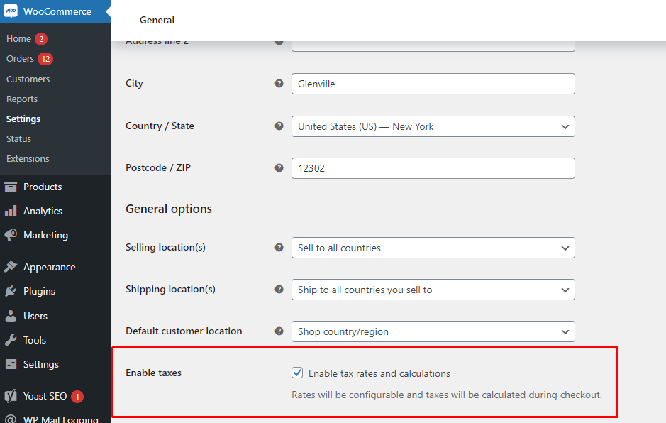 WooCommerce integration - tax