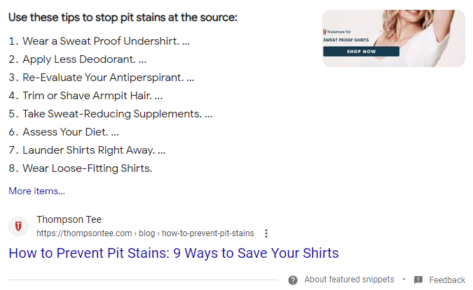 example of a featured snippet