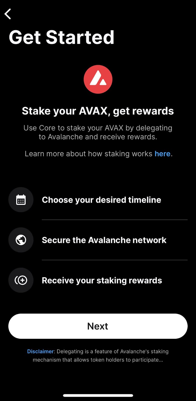 Core Mobile now supports Avalanche staking - 2