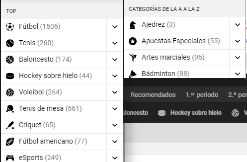 Deportes disponibles en Melbet.