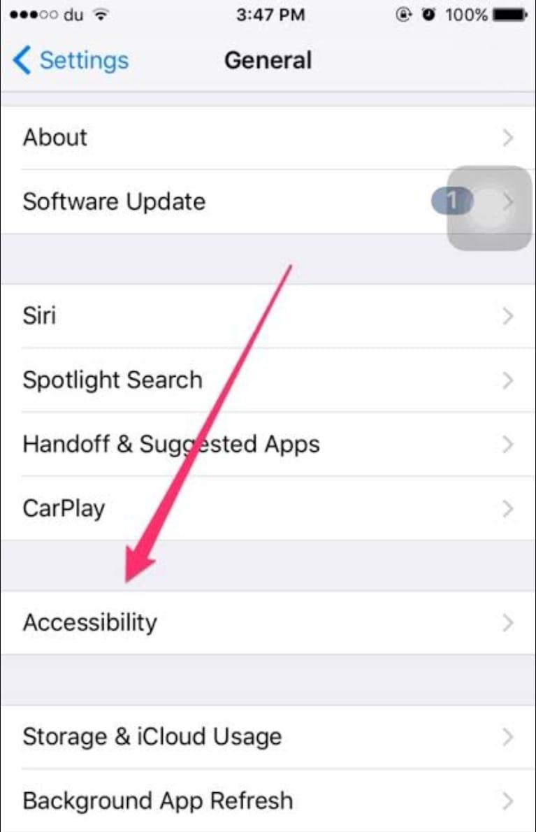 find an accessibility option; just tap on it to proceed further.