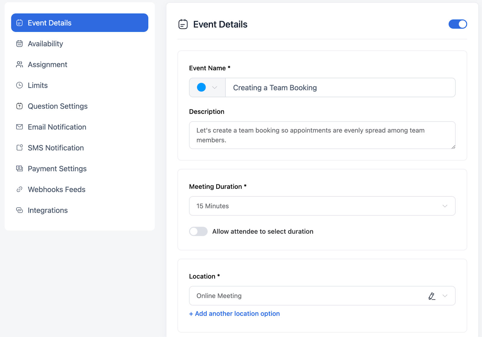 setting round robin meeting details