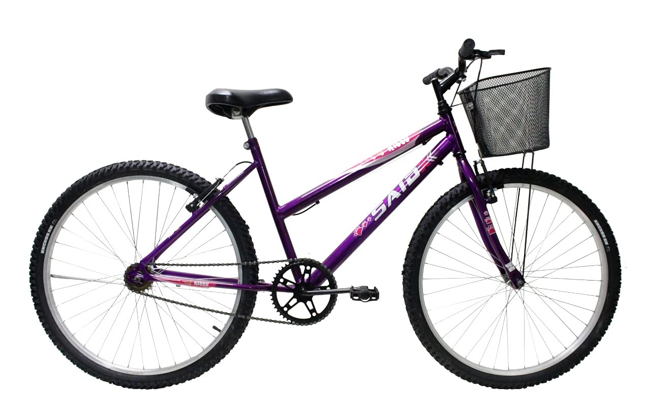 Bicicleta Aro 26 Feminina Mono Saidx Sem Marcha Com Cesta Violeta